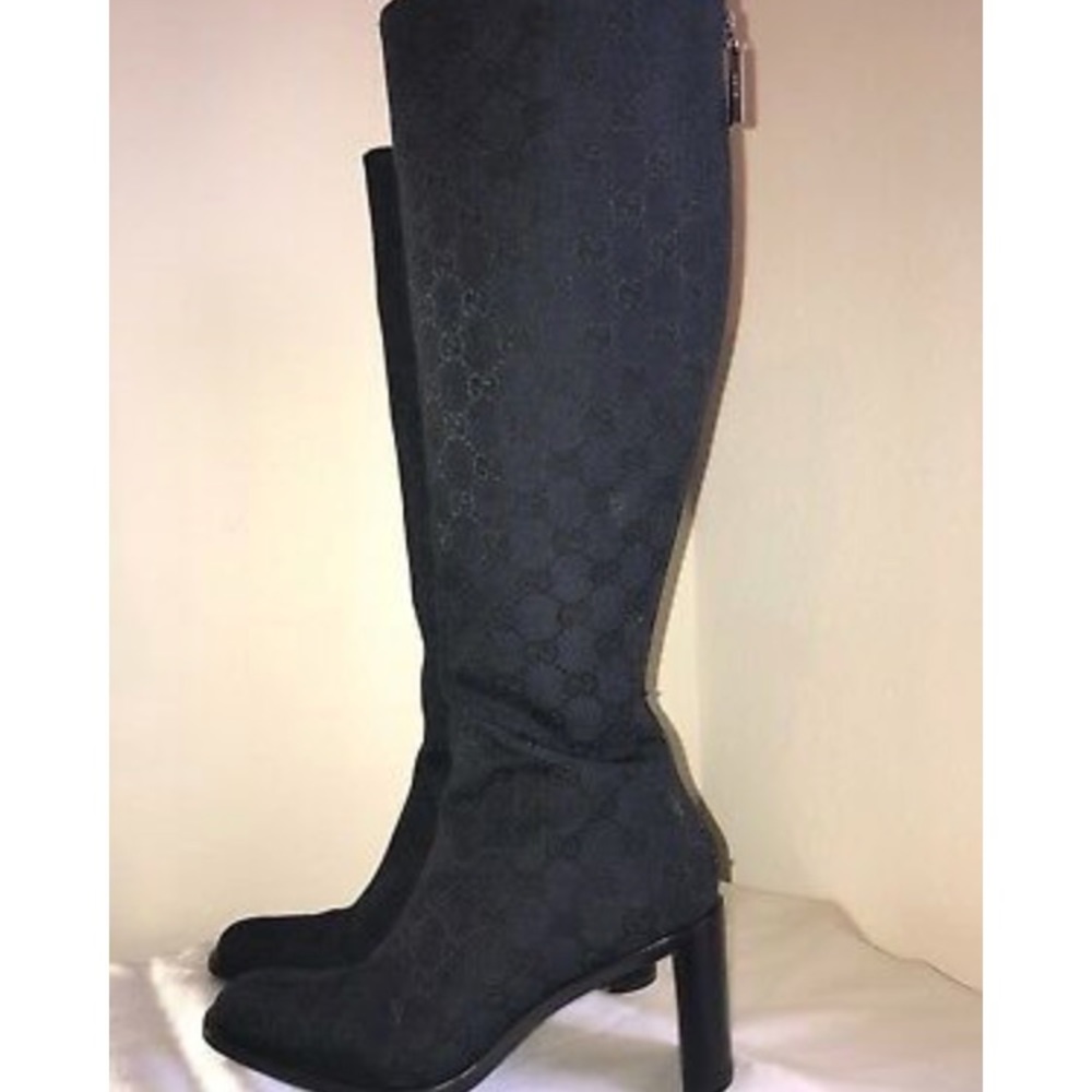 Gucci Sz6 Blk Monogram Boots